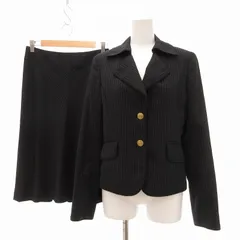 コムサデモード COMME CA DU MODE スカートスーツ セットアップ ジャケット 金ボタン ストライプ 11 黒 ブラック /UO