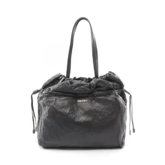 プラダ PRADA トートバッグ ブラック レザー 巾着 ショルダートート レディース Used A