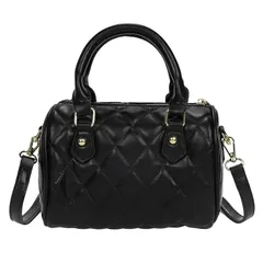 【新品】 [ハルジオ] ミニバッグ ミニボストンバッグ レディース ショルダーバッグ 小さめ キルティング ショルダー ハンドバッグ 2WAY 横長 ミニ ボストン バック 肩掛け 斜めがけ 手提げ トレンド かばん 鞄 おしゃれ 可愛い 人気 (ブラック 0