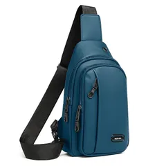 【新品】 [Weryer] ボディバッグ ショルダーバッグ メンズ 斜めがけバッグ 人気 軽量 大容量 肩掛け 防水 多機能 スポーツバッ メンズ iPad収納可能 通勤 (ブルー) 1