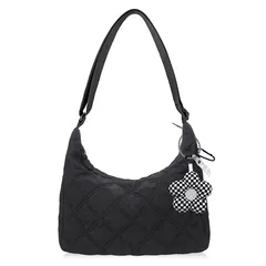【新品】 [boshiho] キルティングショルダーバッグ レディース 大容量 軽量 ナイロン ファスナー 斜めがけ 2way お出かけ/通学/旅行/スポーツ 学生 8.4L ブラック 0