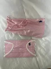 ポロラルフローレン ピンク ストライプ 麻 マスク