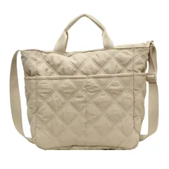 【新品】 [Joy Harmony] キルティング トートバッグ トート ショルダーバッグ マザーズバッグ レディース 大容量 A4 軽量 ナイロン (アイボリー) 1