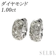 K18WG ダイヤモンド ピアス 1.00ct フープ
