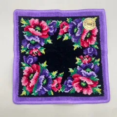 新品未使用　FEILER フェイラー　タオルハンカチ　花柄　フラワー　黒　紫