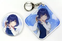 【中古】グッズセット 秦谷美鈴 描き下ろし缶バッジ+アクリルキーホルダーセット 「あみあみオンラインくじ 学園アイドルマスター OYASUMI mode」 C-4賞