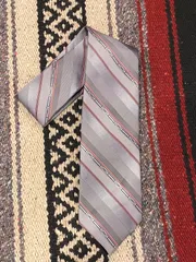 古着 ネクタイ 斜ストライプ グレー 赤