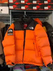 シュプリーム x ザノースフェイス ヌプシ パワーオレンジ L