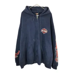 00年代 HARLEY DAVIDSON ハーレーダビッドソン フルジップ スウェット パーカー モーターサイクル(メンズ XXL相当)中古 古着 X4144