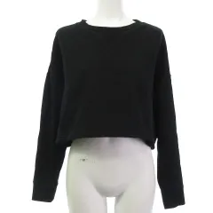 ティージャパン T.japan スウェット トレーナー 裏起毛 クロップド丈 黒 ブラック フリーサイズ