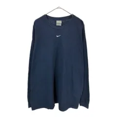 00年代 NIKE ナイキ センタースウォッシュ 長袖Ｔシャツ スポーツ ネイビー(メンズ XXL)中古 古着 X4146