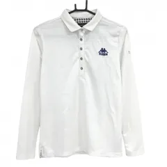 カッパ 長袖ポロシャツ 白 総柄 ロゴブルー  レディース L ゴルフウェア Kappa