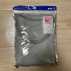 【新品未開封】ユニクロ ヒートテック メンズ L グレー ボーダー 長袖 クルーネック