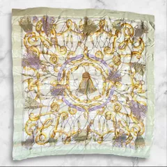 ROCHAS PARIS シルクスカーフ 大判 ロープ柄 タッセル柄