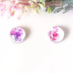 no.517　レジン　丸型　お花　ピンク　ピアス　イヤリング　ハンドメイド
