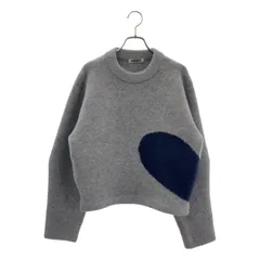 【美品】  NKNIT / ンニット | ウール ハート ニット セーター | 0 | グレー/ダークネイビー | レディース