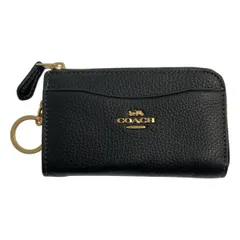 【美品】  COACH / コーチ | レザー ロゴ コインケース コンパクトウォレット 財布 | ブラック | レディース