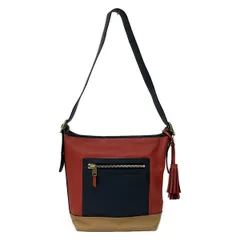 COACH(コーチ) ショルダーバッグ レガシーカラーブロックダッフル 19995 レッド×ダークネイビー×ライトブラウン レザー