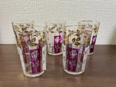 昭和レトログラスセット　佐々木硝子　薔薇