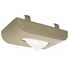 RYUBOF 車用 ティッシュ ケース 吊り下げ式 高級PUレザー ブラック サンバイザー取付 マグネット開閉 ワンタッチ装着 ティッシュボックス ホルダー 車内収納 コンパクト スリム カー用品 車載アクセサリー (ベージュ) [ベージュ]