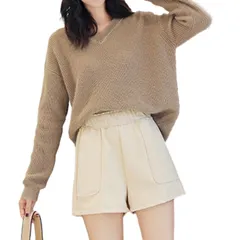 ショートパンツ レディース ハイウエスト Aライン フランネル 調 ウエストゴム カジュアル ポケット ホット パンツ 韓国 ボトムス 2カラー ショーパン ボトム キュロット ウール 春 夏 秋 冬 可愛い シンプル 大人 ゆったり [ベージュ] [2XL]