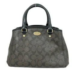 COACH(コーチ) ハンドバッグ シグネチャー柄 F34605 ダークブラウン×黒 レザー