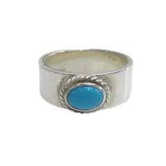 タディ&キング TADY&KING ターコイズ リング 指輪 銀縄 平打ち SILVER シルバー 18号 計7.9g