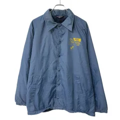 80s USA製 コーチジャケット L ネイビー スナップボタン 80年代 裏地ボア ワンポイント スポーティー アウター 春秋物 a803-5172