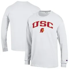 チャンピオン メンズ トップス Tシャツ ロゴ MensChampion White USC Trojans Arch Over Logo Long Sleeve TShirt Usc White ホワイト