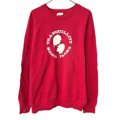 USA製 Lee プリントスウェット トレーナー 2XL レッド リー プルオーバー ラグラン トップス 秋物 a803-5205