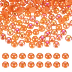 uxcell 1000個 ハーフパール クラフト用 4mm プラスチック フラットバック イミ テーションパール カボション ビーズ ラインストーン DIY クラフト 服 タンブ ラー 靴 装飾 ネイル (金 AB)