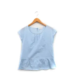 エニィスィス エニシス anySiS ブラウス シャツ 半袖 ビジュー ストライプ 2 ライトブルー 水色 /KT20