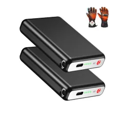 D★電熱グローブ バッテリー 【2026冬新登場・10000mAh 2個セット】 大容量 5V/2A 電熱手袋 専用電池 DC給電 超軽量 小型 Type-c入力 ヒーター手袋 防寒グローブ LED残量表示 PSE認証取得 9a9a21fd