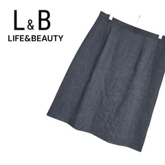 L&B グレー プリーツスカート 膝丈 毛混 ウエスト76 Lサイズ相当 イトーヨーカドー 上品 シンプル オフィスカジュアル レディース ボトムス 294KJ