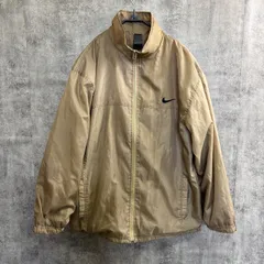 【U-157】NIKE ナイロンジャケット XL ベージュ ナイキ メンズ 古着 ワンポイントロゴ ジップアップジャケット スポーツ ストリート カジュアル ライトアウター