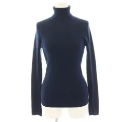 ブルーレーベルクレストブリッジ BLUE LABEL CRESTBRIDGE タグ付き リブニット カットソー 長袖 タートルネック ウール 袖ボタン 38 紺 ネイビー 55N06-465-29 /HN