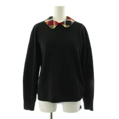 ブルーレーベルクレストブリッジ BLUE LABEL CRESTBRIDGE コットンミックスニット襟付きプルオーバー セーター 長袖 38 黒 ブラック 56N07418 /KU