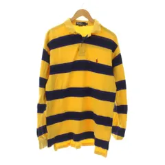 ポロ バイ ラルフローレン Polo by Ralph Lauren ポロシャツ 長袖 ボーダー柄 黄色 紺 Ｌ /JP