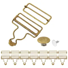 uxcell 8セット メタル オーバーオール バックル 2インチ サスペンダー クリップ スライダー と ボタン 付き 調整可能 バックル 交換 ビブ パンツ ジーンズ サスペンダー 用 ブロンズ色