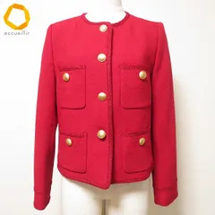 #anc ルル ウィルビー LOULOU WILLOUGHBY ジャケット 1 赤 ノーカラー 金ボタン 小さいサイズ 美品 タグ付き レディース [994821]のサムネイル