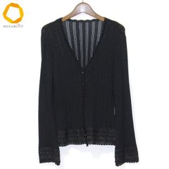 美品】EBONY エボニー レース切替 カーディガン 20SS ブラック - メルカリ