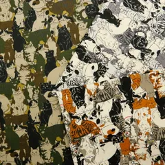 猫大集合 オックス生地  猫柄 三毛猫 黒猫 ネコ好き 人気 バッグ エプロン ハンドメイド 裁縫  50cm単位