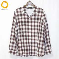 #snc レリアン Leilian シャツ・ブラウス 13 茶 白 麻混 ブロックチェック レディース [978491]