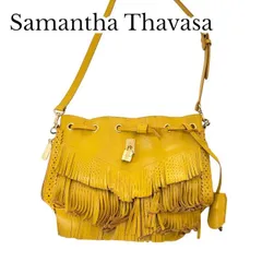 Samantha Thavasa サマンサタバサ ショルダーバッグ ハンドバッグ イエロー フリンジ付き 鍵付き レディース