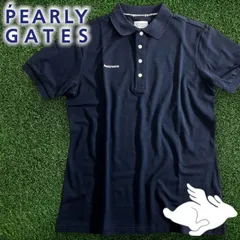 PEARLY GATES パーリーゲイツ ゴルフ 日本製 吸水速乾 DRYMASTER ドライ鹿の子 ロゴ刺繍 無地 ストレッチ 半袖 ポロシャツ ゴルフウェア 053-2960801 定価1.6万 ネイビーブラック ▲018▼50903w06