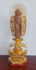 開運【新品 未使用】聖観世音菩薩像 木彫り 手作り 高さ84cm 幅20cm 