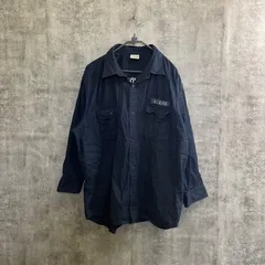 【T-313】ALPHA INDUSTRIES アルファインダストリーズ ミリタリーシャツ ネイビー 5L  長袖シャツ ワークシャツ U.S.Aロゴ 刺繍 バックプリント メンズ ミリタリー 古着 カジュアル アメカジ ワーク系 オーバーサイズ シャツ 紺のサムネイル