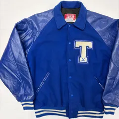 【USA製】豪華ワッペン スタジャン XL ブルー メルトンウール ビッグサイズ【6082SA】