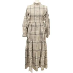 スナイデル SNIDEL タック レイヤード ワンピース ロング チェック 0 ベージュ系 ■YHS9