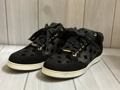 JIMMY CHOO ジミーチュウ　スニーカー　レザー　スウェード　ドット ラメ　ブラック　22.5cm